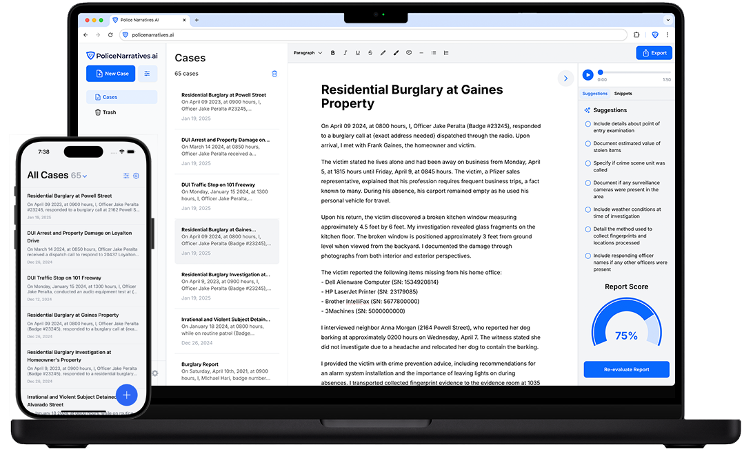 Police Narratives AI Synced Devices